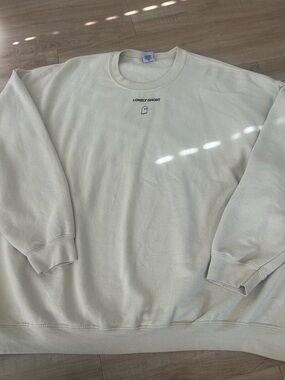 LONELY GHOST Cream Minimal Logo Crewneck Sweatshirt